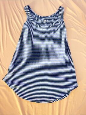 LOFT Blue and White Striped Tank Top